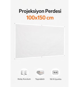 Yüksek Çözünürlük Duvar Tipi Projeksiyon Perdesi 100x150 cm