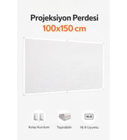 Yüksek Çözünürlük Duvar Tipi Projeksiyon Perdesi 100x150 cm