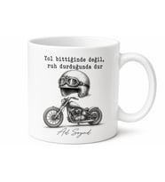 Motosiklet Sevdalılarına Kask ve Motor Çizimli Esprili Kupa Bardak Hediye