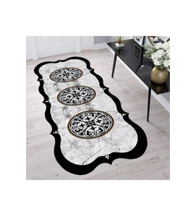 Rovigo Home Dijital Baskı Yıkanabilir Kaymaz Taban Salon Halısı  RVG0679-SM51 (Gri)