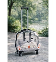 Lüks Şeffaf Çekçekli Tekerlekli Evcil Hayvan Taşıma Valizi – Büyük Model