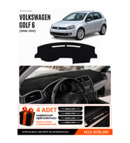 VOLKSWAGEN GOLF 6 (2008-2012) Uyumlu Torpido Örtüsü Torpido Kılıfı - Siyah Gri