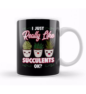 I Just Really Like Succulents OK Cute Plant Pun Kupa Bardak Porselen