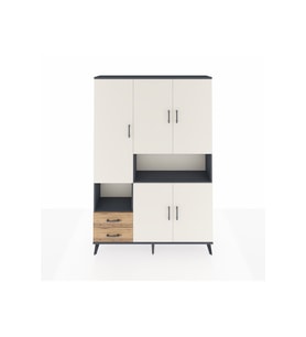 Arges Dolap 10 Raflı 2 Çekmeceli 5 Kapaklı 132x30x195 Antrasit-Aytaşı/Çam