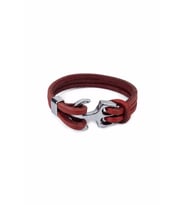 Krom Çapa Kilitlemeli Gerçek / Hakiki Deri Bileklik - Çapa Kilitli - Kırmızı - Unisex