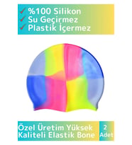 Özel Üretim Su Geçirmez Silikon Yüzücü Havuz&Deniz Bonesi Elastik Yüzme Şapkası Renkli 2 Adet