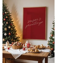 Çerçevesiz Poster Season's Greetings Kırmızı Yılbaşı (Çok Renkli)
