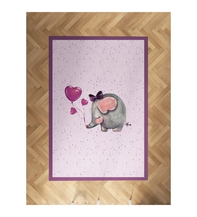 MEKTA HOME BEBEK VE ÇOCUK ODASI Mor Fil Desenli Halı