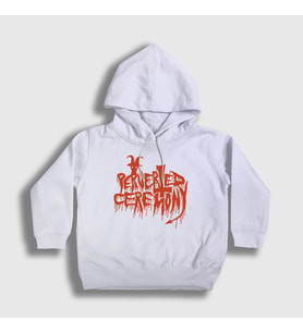 Presmono Unisex Çocuk Beyaz Logo Perverted Ceremony Kapüşonlu Sweatshirt 428238tt