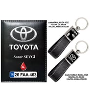 Plakanıza Özel Toyota Logolu Siyah Ruhsat Kabı ve Anahtarlık