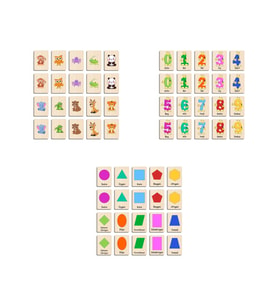 Ahşap Yapboz Zeka Kartları Eşleştirme Oyunu Hafıza Kartı Puzzle 3 lü set