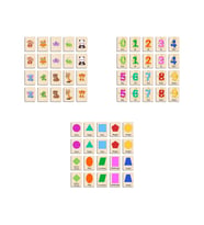 Ahşap Yapboz Zeka Kartları Eşleştirme Oyunu Hafıza Kartı Puzzle 3 lü set