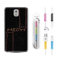 Samsung Note 3 4 5 8 9 20 Ultra 10 Lite Kılıf Kablo Koruma Spiral Silikon Meow 1657