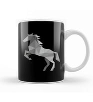 Geometric Animal Grey Horse Kupa Bardak Porselen