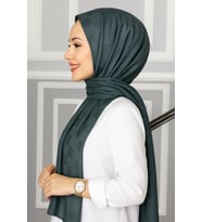 Emproyal Silver Jakar Dama Desenli Şal 75x190 cm (Füme)