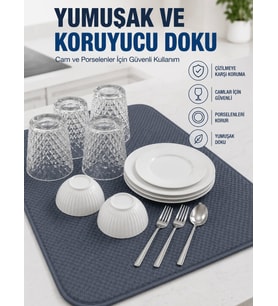 Su Emici Bulaşık Kurutma Matı Kaydırmaz ve Yumuşak Dokulu Kurutmalık