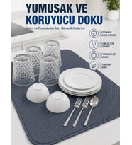 Su Emici Bulaşık Kurutma Matı Kaydırmaz ve Yumuşak Dokulu Kurutmalık