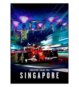 Singapur : Grand Prix Otomobil Yarışı Reklam Baskısı Tablo Ahşap Poster Dekoratif