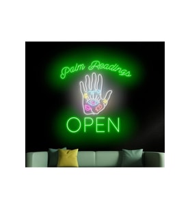 Palm Readings OPEN Yazılı ve Şekilli Neon Tabela
