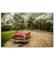 Cakapuzzle Küba'da Kırmızı Cabrio Araba ve Ağaçlar  Puzzle Yapboz MDF (Ahşap) (120 Parça)