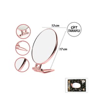 Oval - Bakır 6.5 INC=16.5X13CM Makyaj Aynası Çift Taraflı Katlanır Ayaklı
