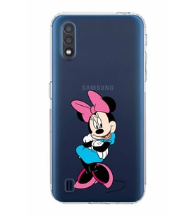 Samsung Galaxy A01  Kamera Korumalı Kapak Minnie Mouse Tasarımlı  Şeffaf Kılıf