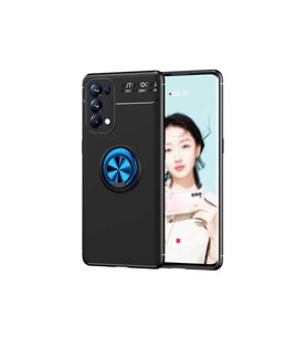 Oppo Reno 5 5G Uyumlu Kılıf Zore Ravel Silikon Kapak (Siyah-Mavi)