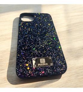 iPhone 15 Pro Parlak Lüx Simli İç Kısmı kadife kumaşlı Telefon Kılıfı (Lacivert)