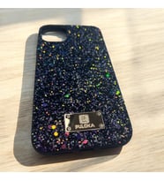 iPhone 15 Pro Parlak Lüx Simli İç Kısmı kadife kumaşlı Telefon Kılıfı (Lacivert)