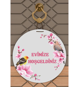 Modern Dijital Baskı Gri Kuş Motifli hoşgeliniz Kapı Süsü
