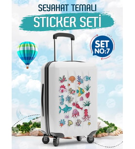Seyahat Temalı Bavul Sticker Etiket Çıkartma S7 (Laptop Tablet Suluk Telefon Valiz Defter Kitap) Tugsetetiket975 T975-T975