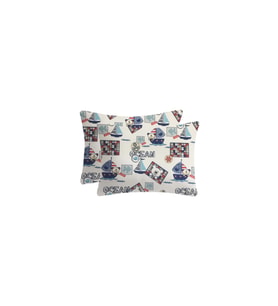 LİEF HOME AYICIK VE TEKNE DESENLİ BEBEK YASTIK KILIFI 2 FARKLI RENK SEÇENEĞİYLE / 35x45 ( 2 Adet ) (Mavi)
