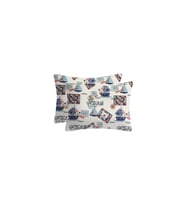 LİEF HOME AYICIK VE TEKNE DESENLİ BEBEK YASTIK KILIFI 2 FARKLI RENK SEÇENEĞİYLE / 35x45 ( 2 Adet ) (Mavi)