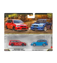 Hot Wheels Premium 2005 Mitsubishi Lancer Evolution IX Wagon ve 2004 Subaru Forester STI 2li Set JHW46