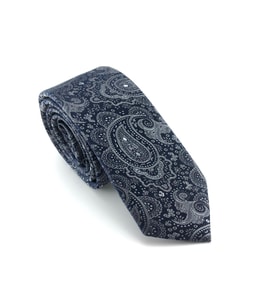 PİERRONİ Gri Şal Desen Slim Kravat