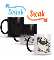 Pug Köpek Dog Pet Sevimli Cute Cartoon Animation Sihirli Kupa Bardak Porselen