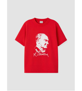 LCW Kids Kırmızı Atatürk Baskılı Erkek Çocuk Tişört