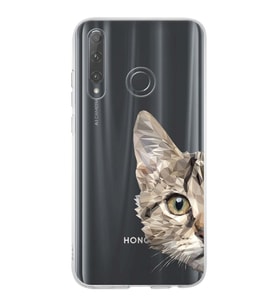 Huawei Honor 20 Lite Uyumlu Kapak Catface Tasarımlı Şeffaf Silikon Kılıf