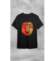Yeleli Aslan Baskılı Tişört Unisex T-shirt (Siyah)