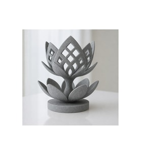 Alvera Lotus Çiçeği Mumluk – 3D Baskı Dekoratif Tealight Mumluk-Gri