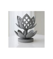 Alvera Lotus Çiçeği Mumluk – 3D Baskı Dekoratif Tealight Mumluk-Gri