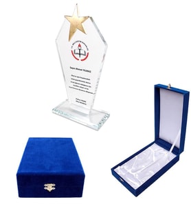 Kristal  kadife kutulu  Cam Kristal Plaket yıldızlı-istenilen baskıyla