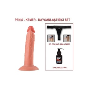 19 cm Belden Bağlamalı Realistik Vantuzlu Testissiz Dildo Penis