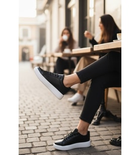 Enoch Erkek Günlük Düz Taban Sade Spor Ayakkabı  Tabanlı Sneaker Dokulu Burun ve Metal Halka Detaylı