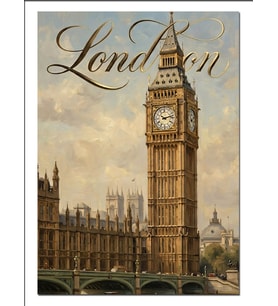 Big Ben Ve London Yazısı Poster Dekoratif Kanvas - Mdf Ahşap Tablo
