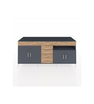 Kronos Konsol 3 Raflı 6 Çekmeceli 4 Kapaklı 220x59x99 Antrasit-Antrasit/Çam