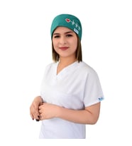 Yeşil Kalp Ritim İşlemeli Doktor Hemşire Aşçı Bone
