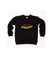 Spiderman baskılı örümcek adam pamuklu kumaş çocuk sweatshirt (Siyah)