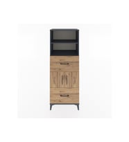 Hyperion Dolap 3 Raflı 2 Çekmeceli 2 Kapaklı 60x44x163 Antrasit-Çam