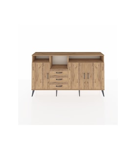 Arges Konsol 5 Raflı 3 Çekmeceli 3 Kapaklı 176x30x99 Çam-Çam